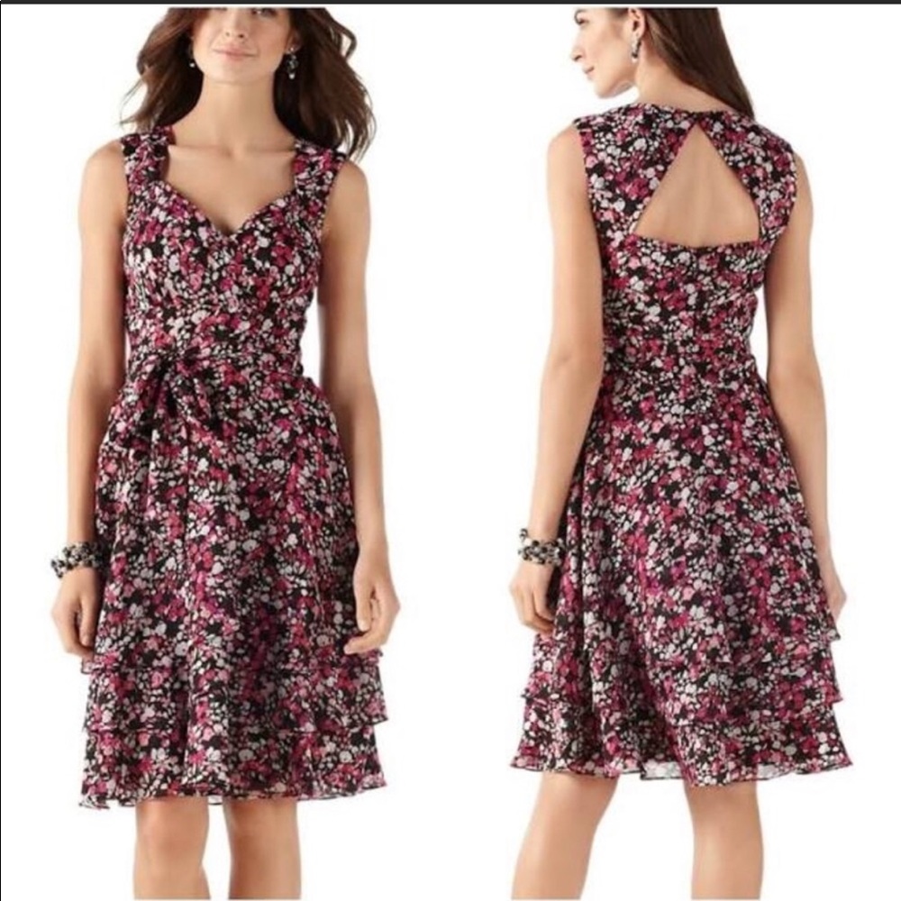 White House Black Market Floral Ruffle Dress